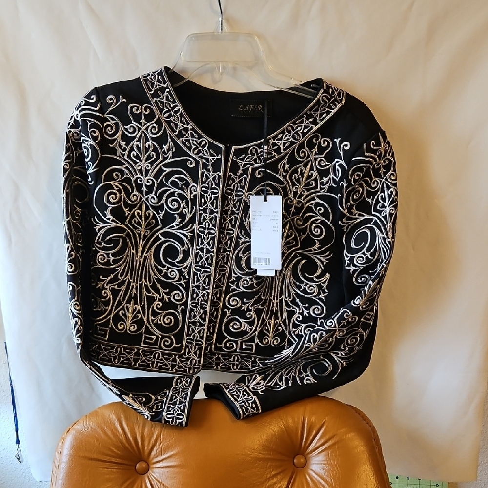 Cato Black Jacket with Silver Embroidery